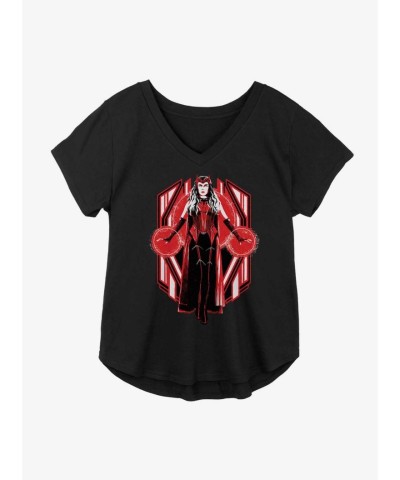 Marvel Scarlet Witch V-Neck Plus Size Tee for Girls - Black