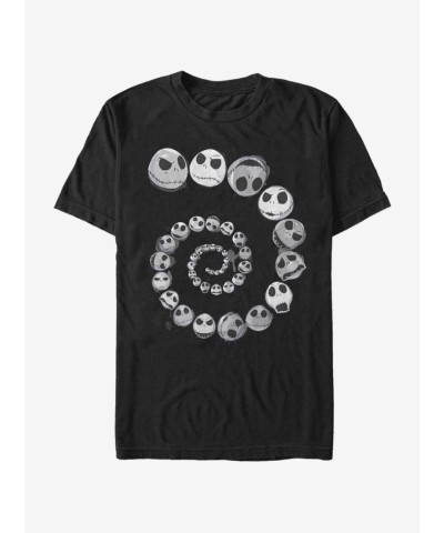 The Nightmare Before Christmas Jack Emotions Spiral Unisex T-Shirt - Black