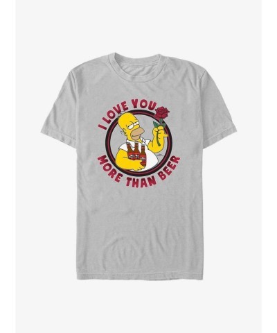 The Simpsons Homer Love You More Than Beer T-Shirt - Men's Silver Cotton