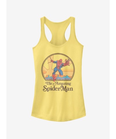Marvel Girls' 70's Inspired Spider-Man Graphic Tank - Yellow