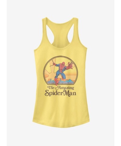 Marvel Girls' 70's Inspired Spider-Man Graphic Tank - Yellow