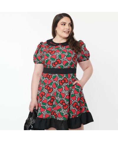 Hello Kitty Strawberry Print Pocket Dress by Smak Parlour for Women