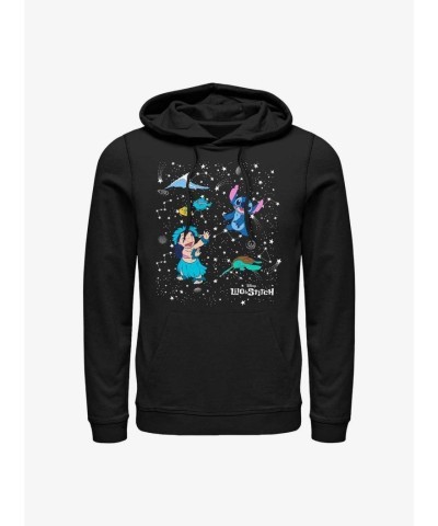 Disney Lilo & Stitch Star Pattern Men's Hoodie - Black