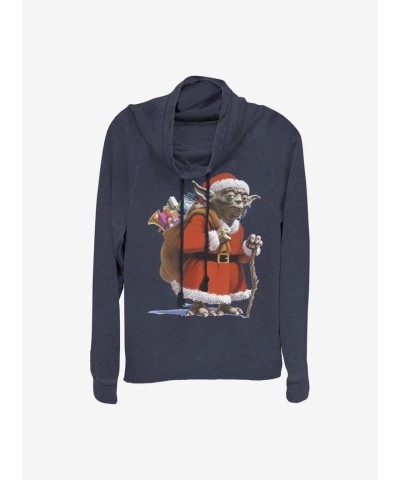 Star Wars Lightweight Cowlneck Top for Girls - Blue Yoda Design