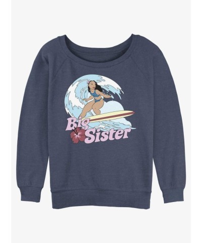 Disney Lilo & Stitch Big Sister Nani Girls Lightweight Slouchy Sweatshirt - Blue