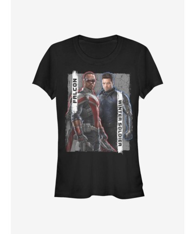 Marvel's Falcon & Winter Soldier Team Graphic T-Shirt for Girls - Black
