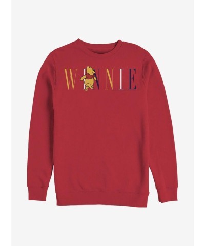 Disney Red Winnie the Pooh Fashionable Crew Sweatshirt for Men