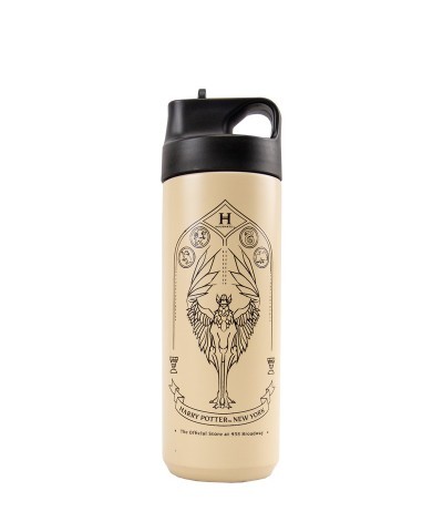 Cream Color Harry Potter NYC Griffin Water Bottle with Hogwarts House Icons
