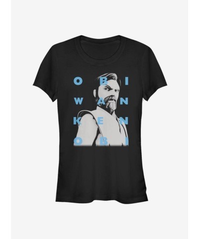 Star Wars Clone Wars Obi-Wan Kenobi Graphic Tee for Girls - Lightweight Black