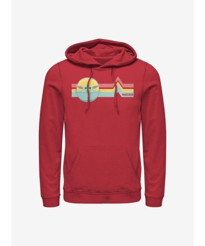 Mandalorian Grogu Rainbow Hoodie in Red - Unisex