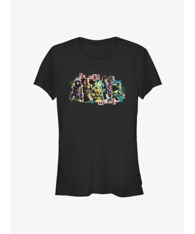 Marvel No Way Home Spider-Man Girls Villain Panel Tee - Black