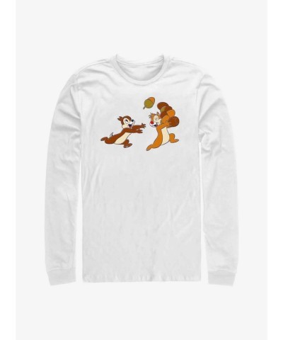 Disney Chip 'n' Dale Acorn Adventure White Long Sleeve Men's T-Shirt