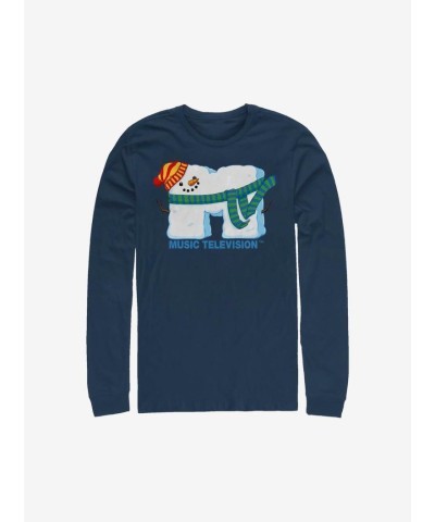 MTV Snowman Long Sleeve T-Shirt - Blue, Men's