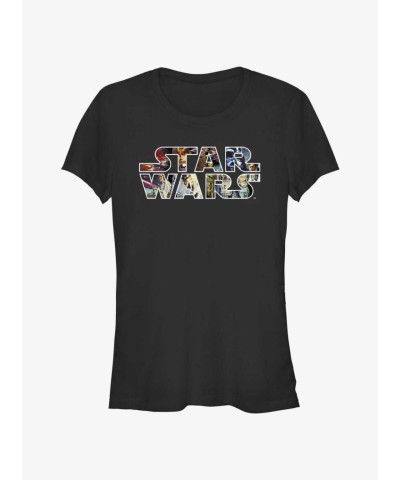 Star Wars Iconic Logo Junior Girls T-Shirt - Black