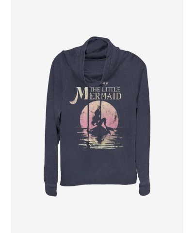 Disney Blue The Little Mermaid Lightweight Cowl Neck Sweatshirt for Girls