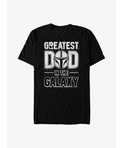 Mandalorian Dad's Galaxy T-Shirt - Black Cotton for Men