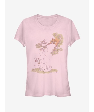 Disney The Aristocats Girls Raining Petals Lightweight T-Shirt - Junior Pink