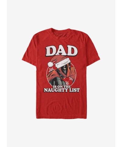 Marvel Deadpool Dad's Naughty List Holiday Tee - Red Men's