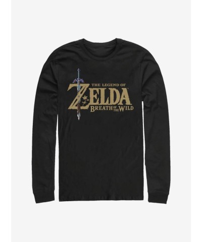 The Legend of Zelda Breath of the Wild Logo Unisex Long Sleeve T-Shirt - Black