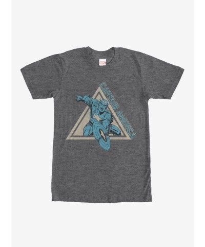 Marvel Hipster Captain America Heather Charcoal T-Shirt - Unisex