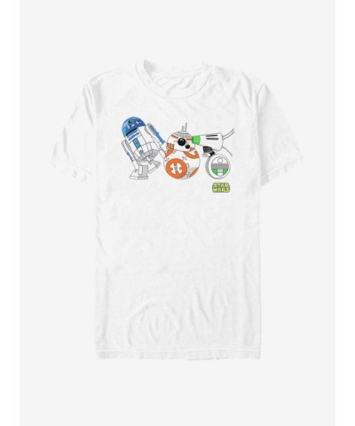Star Wars Droid Lineup Cartoon T-Shirt - Men's White