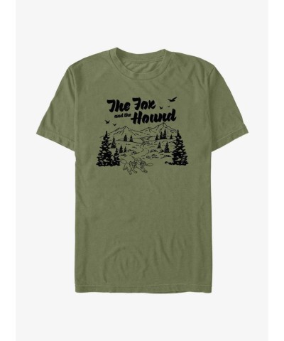 Disney Extra Soft The Great Outdoors Fox and Hound T-Shirt - Men's Green