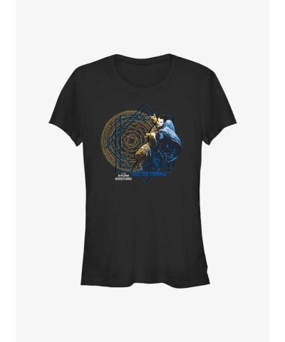 Marvel Multiverse Madness Doctor Strange Gold T-Shirt for Girls - Black