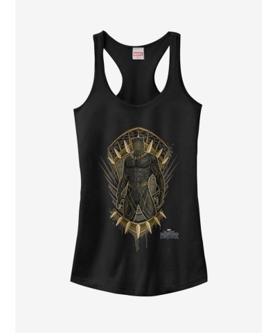 Marvel 2018 Black Panther Claw Crest Girls Racerback Tank Top - Black