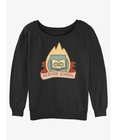 Disney The Owl House Hexside School Logo Unisex Slouchy Sweatshirt - Black