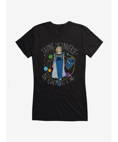 Doctor Who 13th Doctor Universe-Saving Graphic Black Tee for Girls