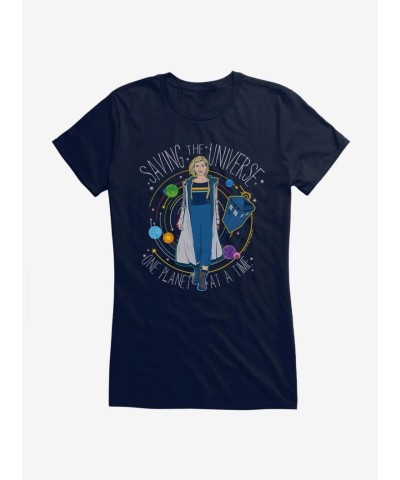 Doctor Who 13th Doctor Universe-Saving Graphic Black Tee for Girls