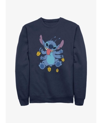 Disney Lilo & Stitch Spinning Dreidels Blue Sweatshirt for Men