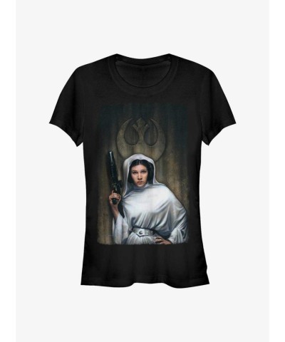 Star Wars Princess Leia Art T-Shirt for Girls - Black