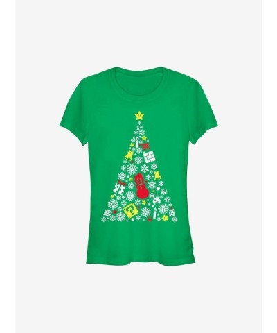 Super Mario Evergreen Holiday Tee for Girls - Green Cotton