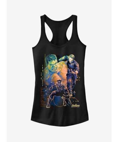 Marvel Avengers Infinity War Heroes Girls Rainbow Tank Top - Black