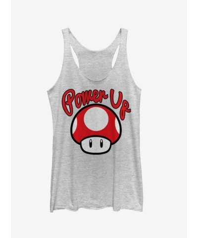Super Mario Power-Up Mushroom White Tank Top for Girls