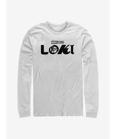Marvel Long-Sleeve T-Shirt with Loki Logo - White Men's Edition