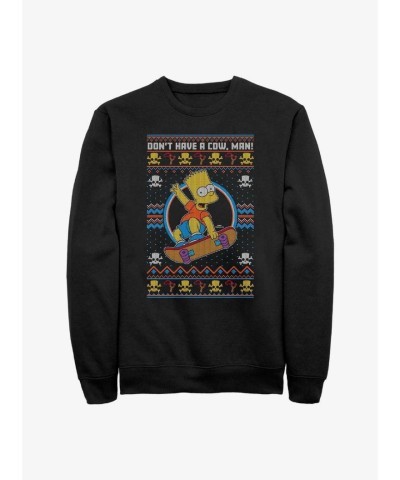 The Simpsons Ugly Christmas Jumper for Men - Bart Graphic - Black