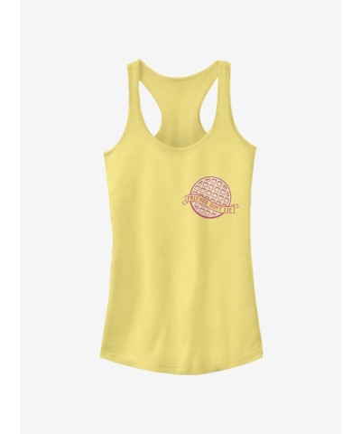 Stranger Things Inspired Cotton Waffle Pocket Tank for Girls - Yellow