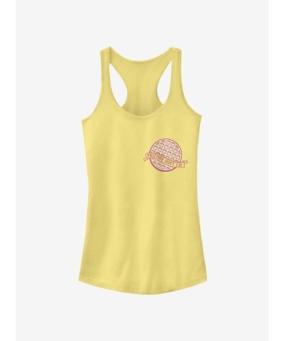 Stranger Things Inspired Cotton Waffle Pocket Tank for Girls - Yellow