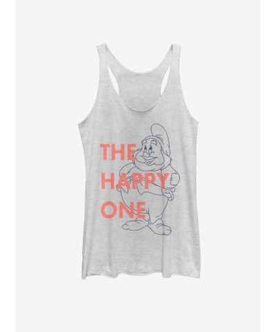 Disney Snow White Happy Dwarf Girls Tank Top - White
