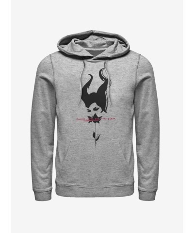Disney Maleficent Mistress of Evil Grey Black Rose Hoodie for Men