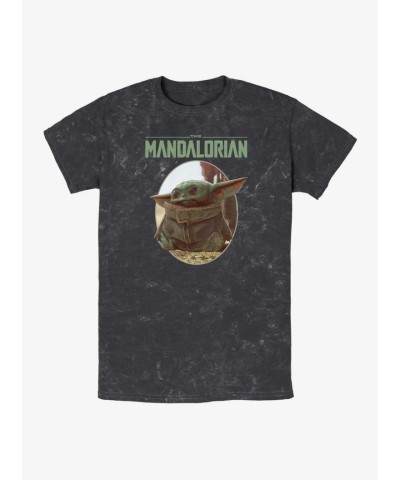 Star Wars The Mandalorian Grogu Inspired Mineral Wash T-Shirt - Unisex Black