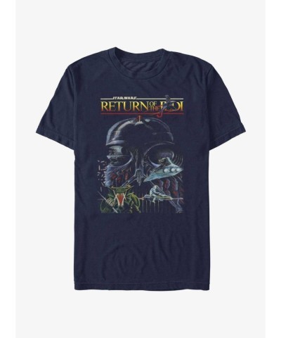 Star Wars Return of the Jedi 40th Anniversary Artwork T-Shirt - Blue Men's