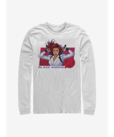 Marvel Ready Widow Comfortable Long-Sleeve T-Shirt for Men - White