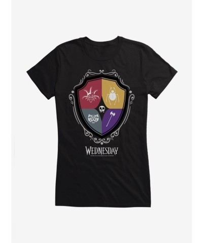 Wednesday Nevermore Academy Crest Tee for Girls