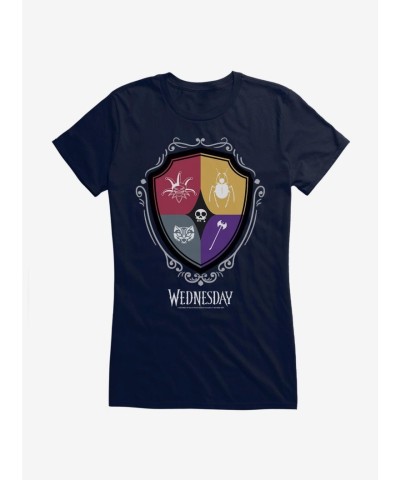 Wednesday Nevermore Academy Crest Tee for Girls