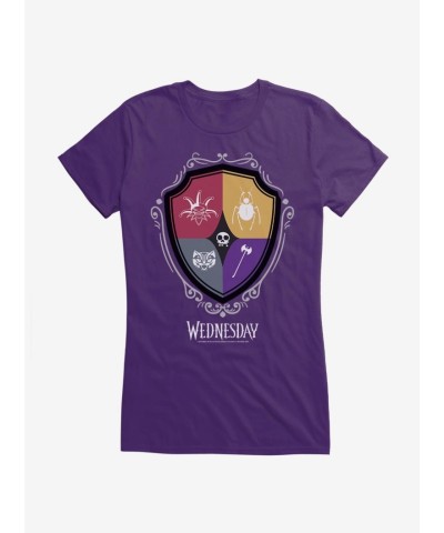 Wednesday Nevermore Academy Crest Tee for Girls