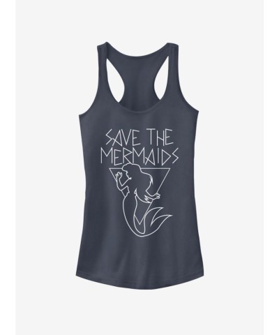Disney Save the Mermaids Girls Cotton Tank Top - Blue