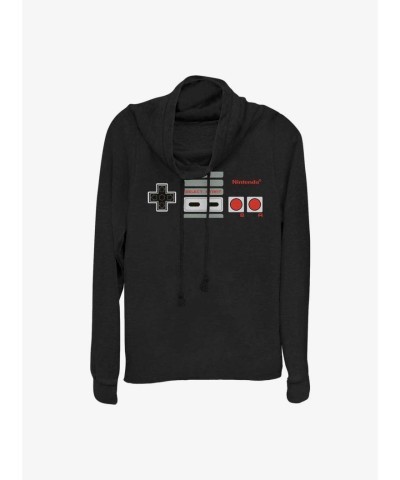 Nintendo NES Controller Cowl Neck Sweatshirt - Junior Size Black